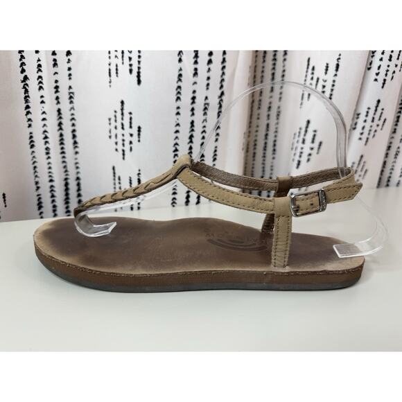 Rainbow Womens T-Street Braided Leather Sandals L 7.5 - 8.5 Brown Beachy Boho - Picture 1 of 12